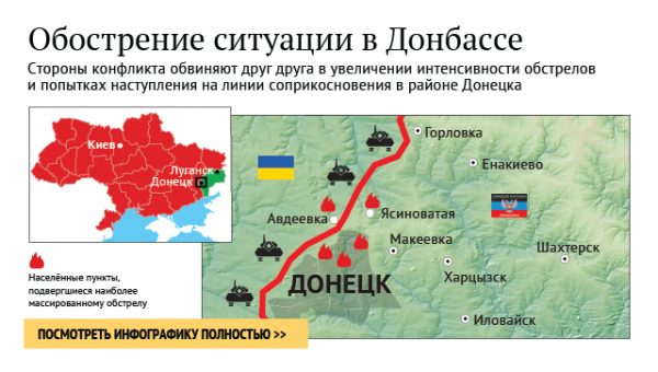 Луганские ополченцы заявили о 10 обстрелах со стороны силовиков за сутки